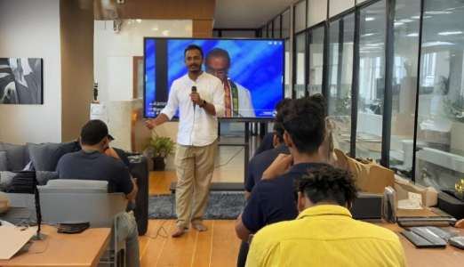 An image representing a person confidently giving a public speech.